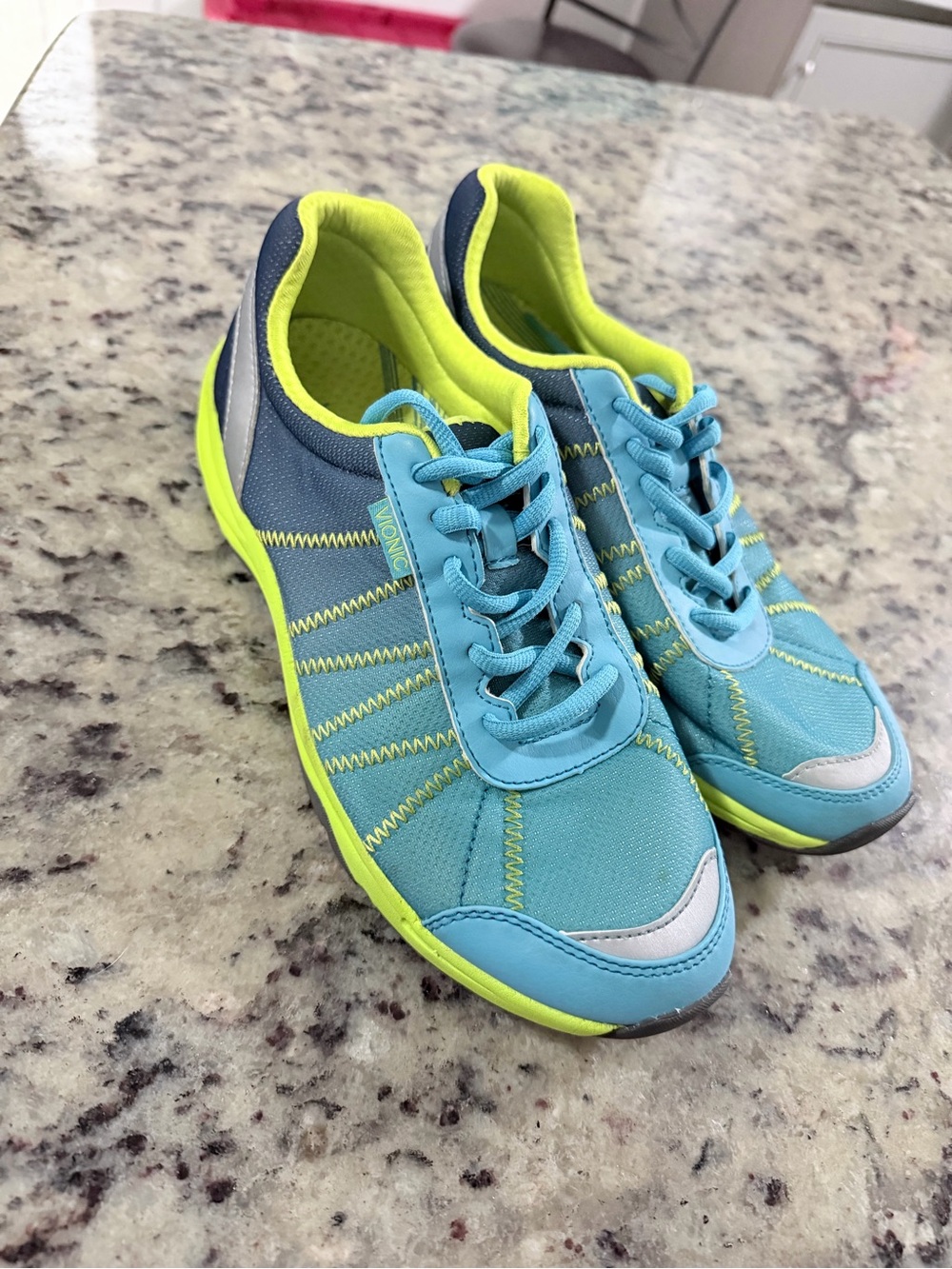 Vionic Women's Turquoise and Neon Lime Athletic Sneakers